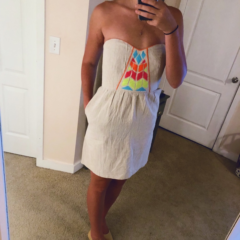 Judith March Strapless Dress with Neon Size 4